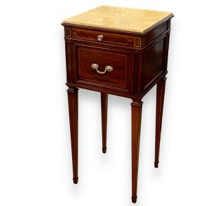 Continental Line Inlaid Mahogany Bedside Cabinet