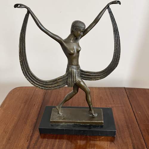 Large Art Deco Bronze Figure of a Ribbon Dancer image-1