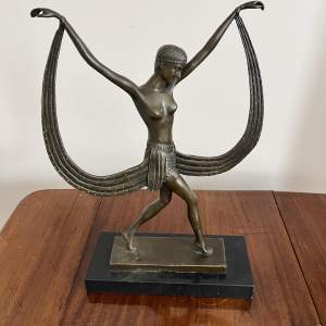 Large Art Deco Bronze Figure of a Ribbon Dancer