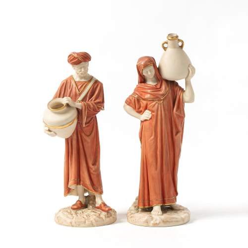 Pair of Antique Royal Worcester Figures of Water Carriers image-1