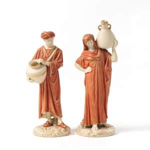 Pair of Antique Royal Worcester Figures of Water Carriers