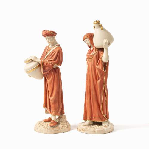 Pair of Antique Royal Worcester Figures of Water Carriers image-2