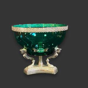 Early 20th Century Bristol Green Glass Silver Plated Centrepiece