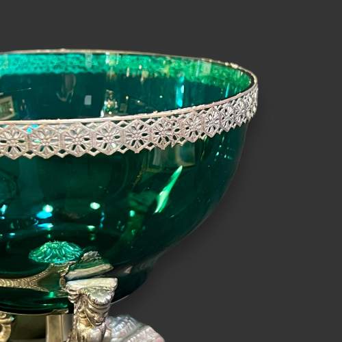 Early 20th Century Bristol Green Glass Silver Plated Centrepiece image-4