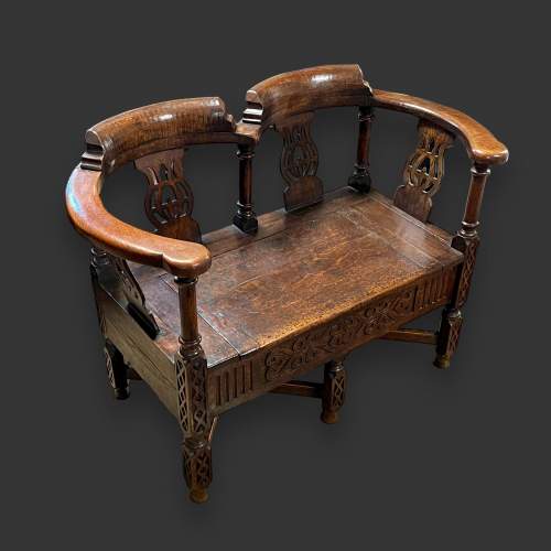 19th Century Country House Oak Settle image-1