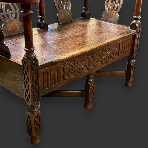 19th Century Country House Oak Settle image-4