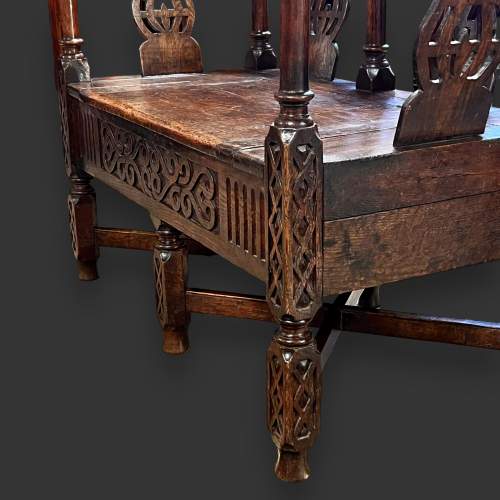 19th Century Country House Oak Settle image-5