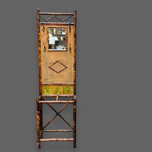 Late 19th Century Tiger Bamboo Mirrored Hall Stand image-1
