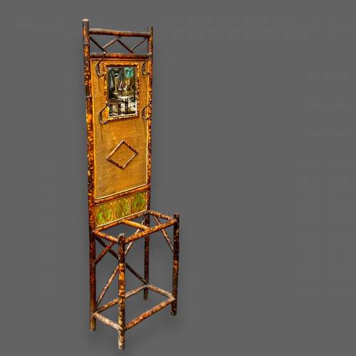 Late 19th Century Tiger Bamboo Mirrored Hall Stand image-2