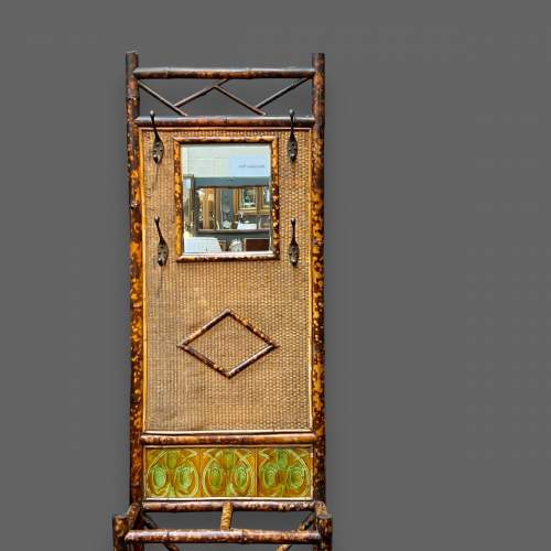 Late 19th Century Tiger Bamboo Mirrored Hall Stand image-3