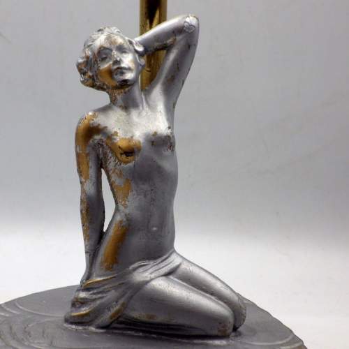 Art Deco Original 1930s Spelter Nude Lady Figure Table Lamp image-2