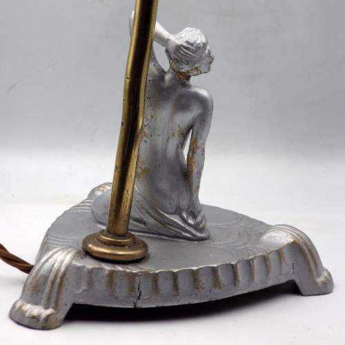 Art Deco Original 1930s Spelter Nude Lady Figure Table Lamp image-3