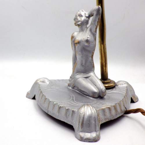 Art Deco Original 1930s Spelter Nude Lady Figure Table Lamp image-4