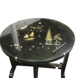 Chinese Black Lacquered Tilt Top Table