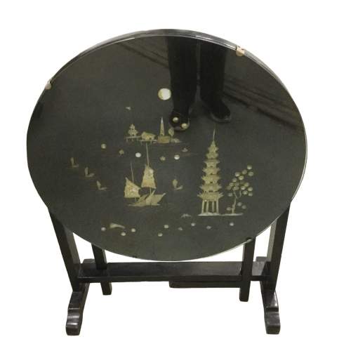 Chinese Black Lacquered Tilt Top Table image-2