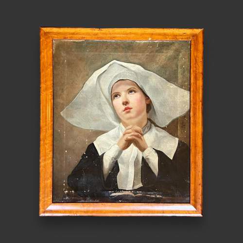 19th Century School Oil on Canvas Portrait of a Nun image-1