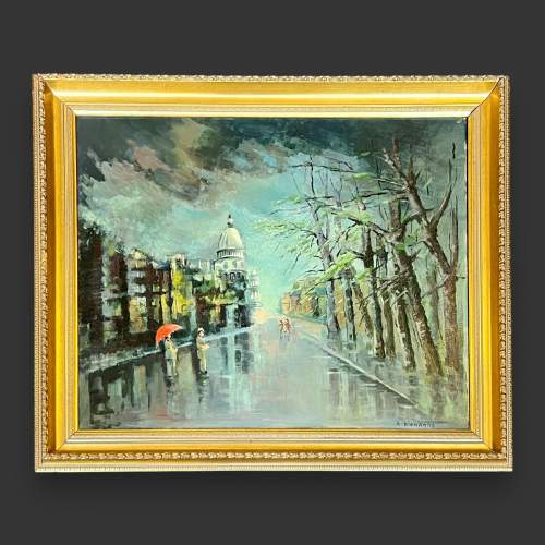 20th Century Lillian Richardson Oil on Canvas Street Scene image-1