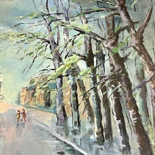 20th Century Lillian Richardson Oil on Canvas Street Scene image-3