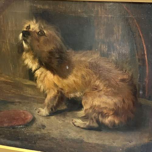 19th Century Large Oil on Canvas of a Terrier by Edward Hayes image-2