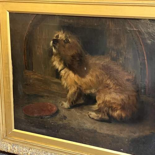 19th Century Large Oil on Canvas of a Terrier by Edward Hayes image-3