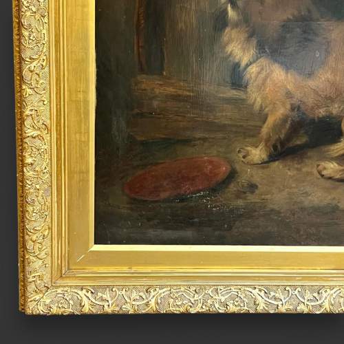 19th Century Large Oil on Canvas of a Terrier by Edward Hayes image-5