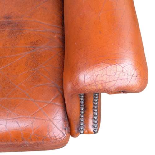 Chesterfield Queen Anne Style Wingback Tanned Leather Armchair image-6