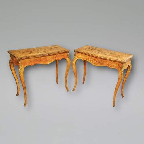 A Fine Pair of French Marquetry Card Tables image-1