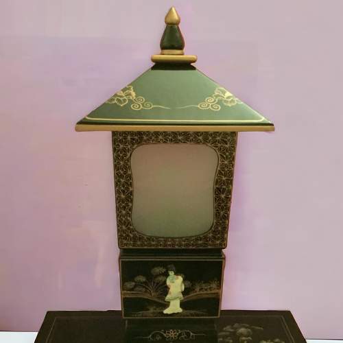Pagoda Style Chinese Black Lacquer and Gold Table Lamp image-1