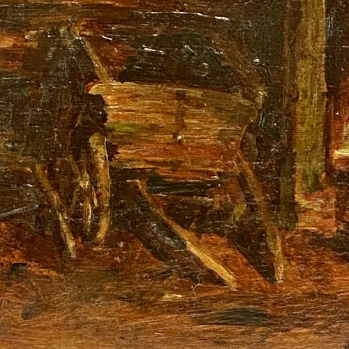 Oil Painting on Board of a Barn Scene image-2