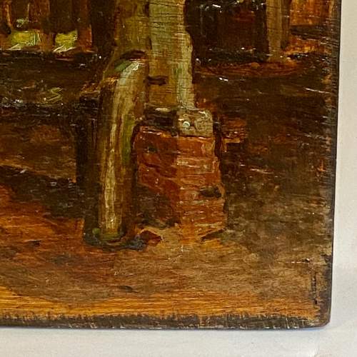 Oil Painting on Board of a Barn Scene image-3