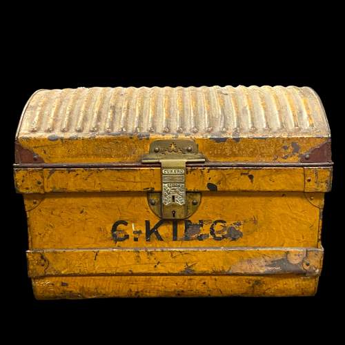 Cunard Jones Brothers Dome Topped Tin Shipping Trunk image-2