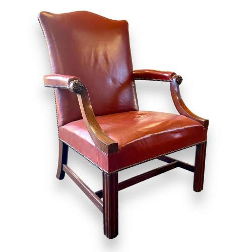 Leather Studded Wide Arm Gainsborough Chair image-1