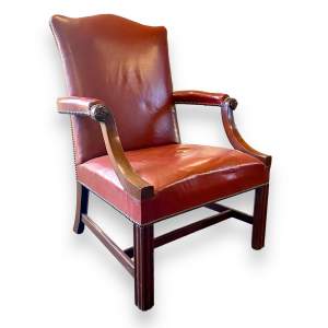 Leather Studded Wide Arm Gainsborough Chair