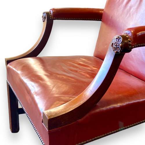 Leather Studded Wide Arm Gainsborough Chair image-4