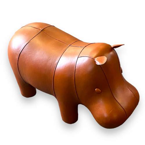 Liberty style Leather Hippo Footstool image-1