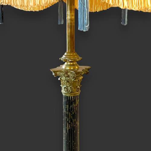 19th Century Corinthian Column Adjustable Brass Standard Lamp image-3