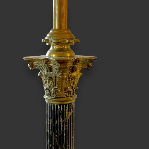 19th Century Corinthian Column Adjustable Brass Standard Lamp image-4
