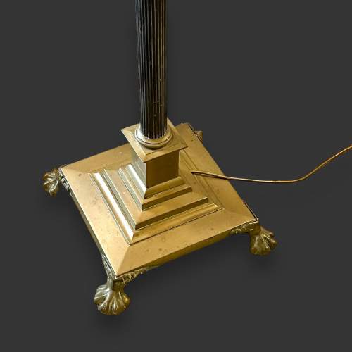 19th Century Corinthian Column Adjustable Brass Standard Lamp image-5