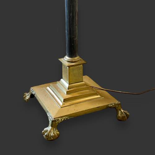 19th Century Corinthian Column Adjustable Brass Standard Lamp image-6