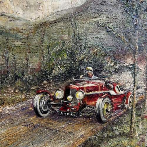Aston Martin Ulster Original Oil on Canvas Painting - Racing Car image-2