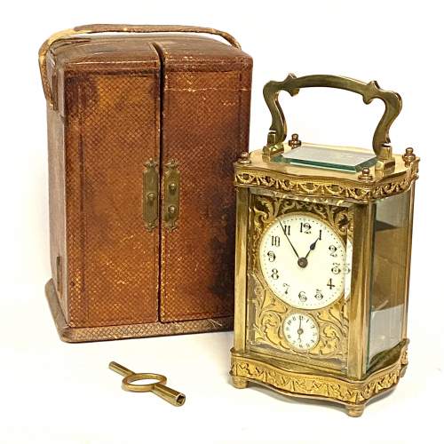 Fine Late 19th Century French 8-Day Carriage Alarm Clock image-1