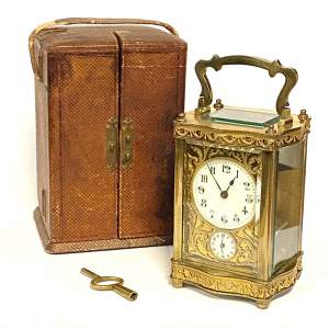 Fine Late 19th Century French 8-Day Carriage Alarm Clock