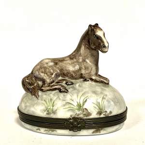 Limoges Porcelain Pill Box in the form of a Horse