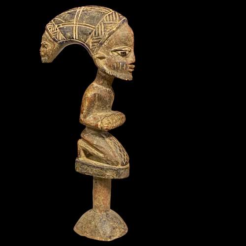 Yoruba Eshu Carved Wooden Two Headed Figure image-1