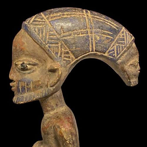 Yoruba Eshu Carved Wooden Two Headed Figure image-2