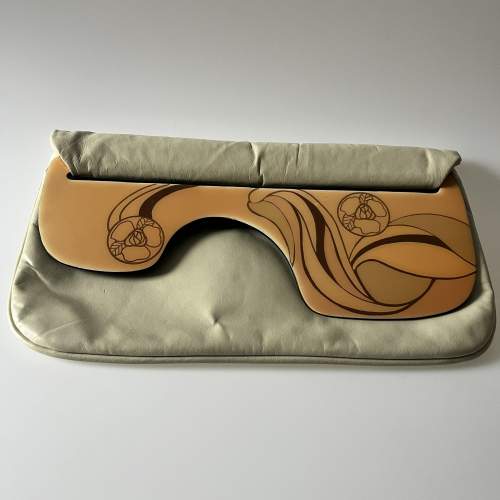 Designer Patricia Smith Leather Clutch Moon Bag image-1