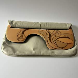 Designer Patricia Smith Leather Clutch Moon Bag