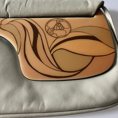 Designer Patricia Smith Leather Clutch Moon Bag image-5
