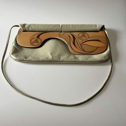 Designer Patricia Smith Leather Clutch Moon Bag image-6