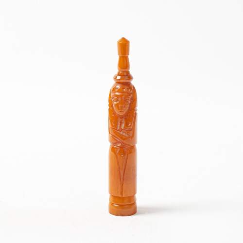 Vintage 1930's Amber Coloured Bakelite Pharaoh Scent Bottle image-1